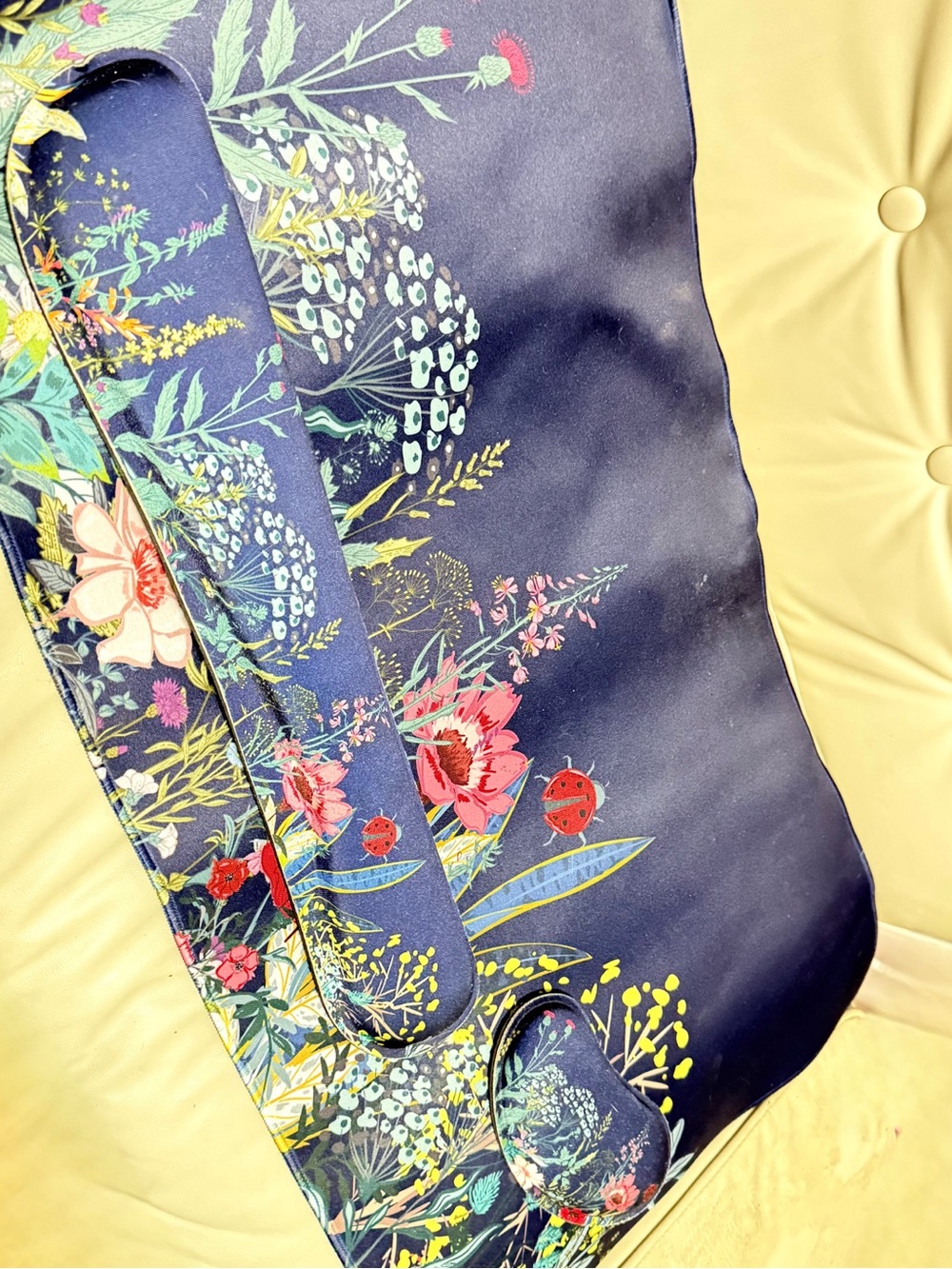 Office Desk Set with Wrist Support - Navy with Colorful Botanical Floral Print